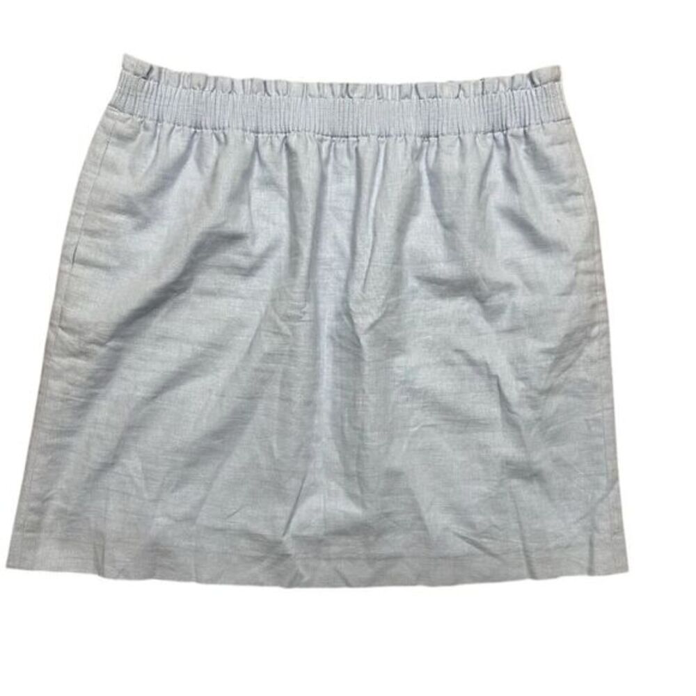 Light Gray Elastic-Waist Cotton Blend Skirt